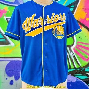 GOLDEN STATE WARRIORS Nba Vintage Baseball Jersey size Medium | Blue and Yellow